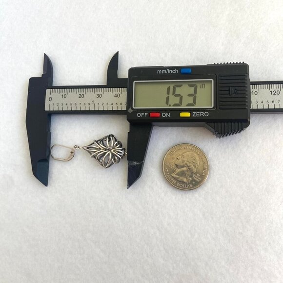 Sterling Silver 925 CFJ Filigree Openwork Scrollwork Leverback Dangle Earrings - Picture 14 of 16